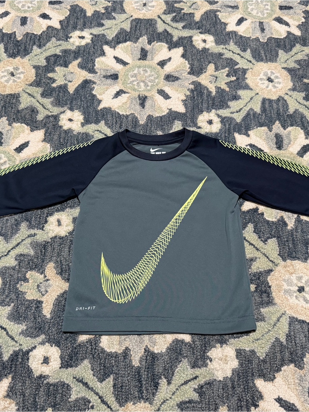 Nike Tee in Charcoal with Dark Navy Trim